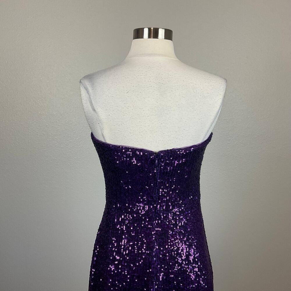 Strapless Sequined Thigh Slit Column Gown Purple Size 6 Formal Dress by AQUA - Picture 9 of 13